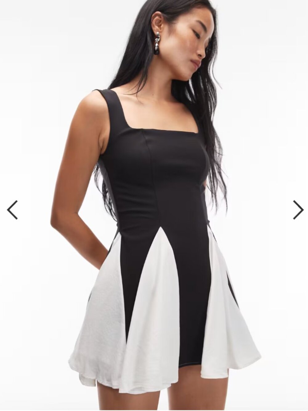 Heiress Beverly Hills Square Neck Pleated Mini Dress